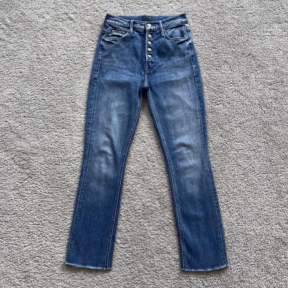 Mother The Pixie Dazzler Ankle Fray Sugar And Spice Jeans Womens 24 High Rise